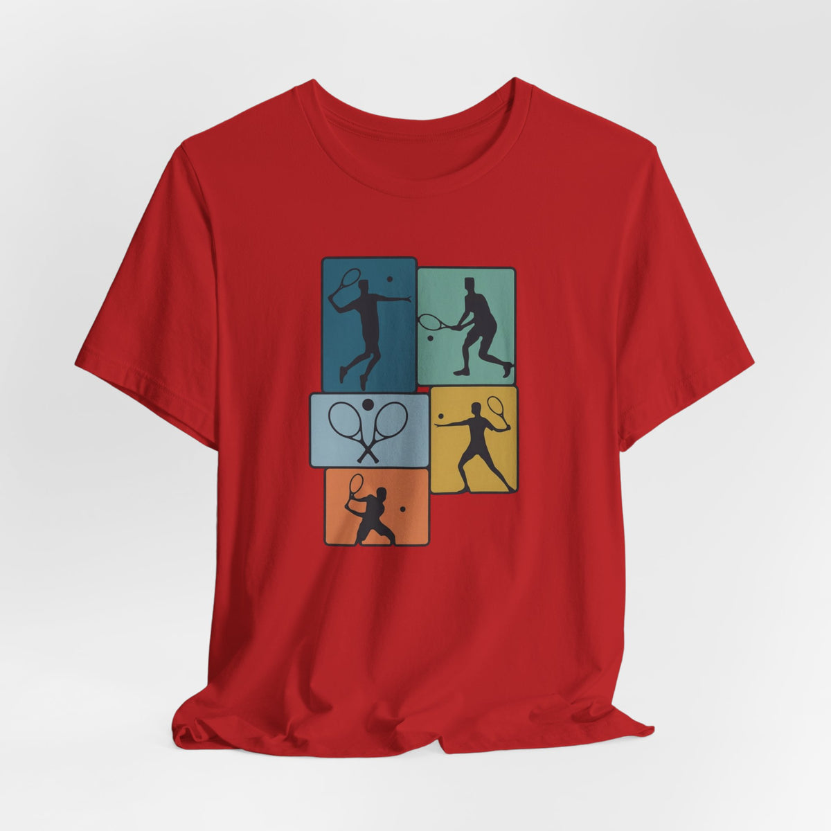 Tennis Silhouette Graphic Tee — Color Block Racket Players