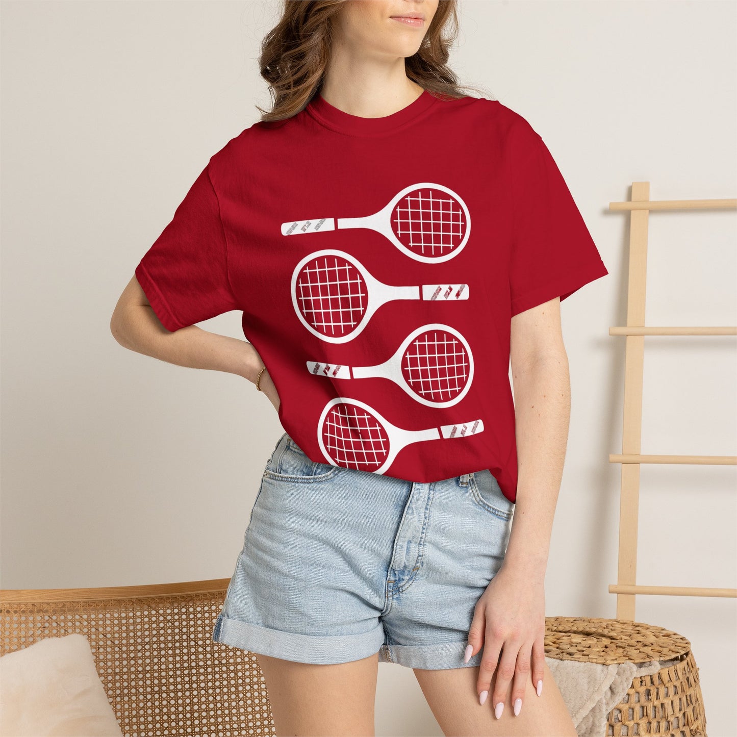 Tennis Rackets Graphic T-Shirt — Vintage-Inspired Garment-Dyed Tee