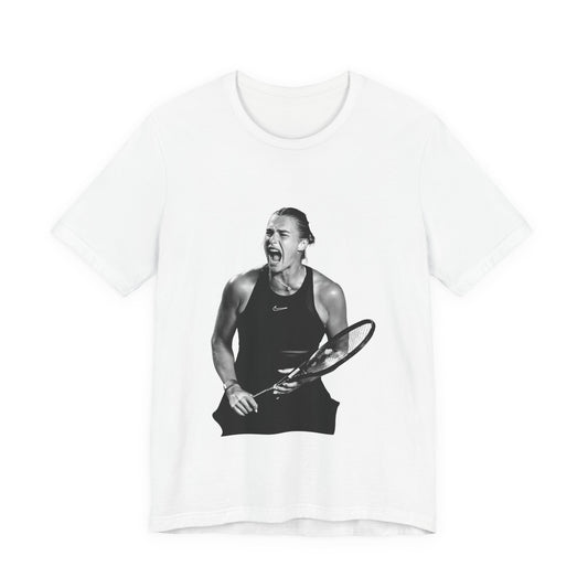 Tennis Player Sabalenka Graphic Tee — Energetic Champion Tennis T‑Shirt