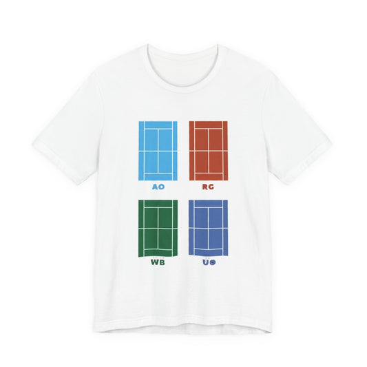 All Tennis Grandslam Court Grid Tee — AO RC WB US Vintage Court Colors T-Shirt