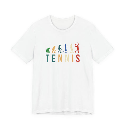 Tennis Evolution Tee — Vintage Colorful Tennis Player Graphic Shirt