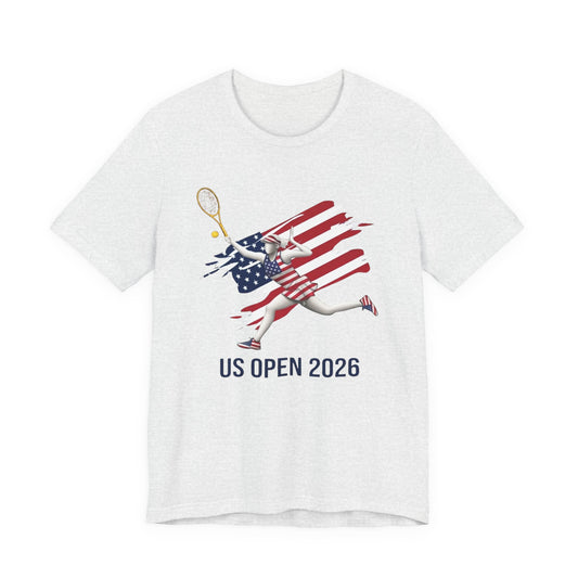 US Open 2026 Tennis Tee — American Flag Tennis Player Graphic T-Shirt