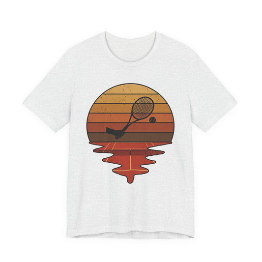 Retro Tennis Sunset Tee — Vintage Racket & Ball Graphic T‑Shirt