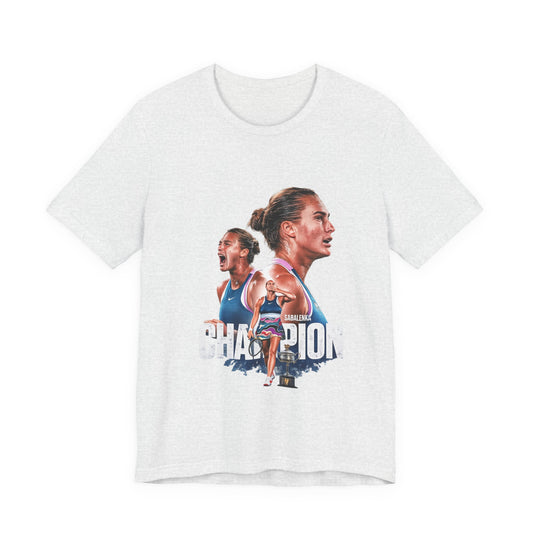 Champion Athlete Sabalenka Graphic Tee — "CHAMPION" Player Portrait T-Shirt
