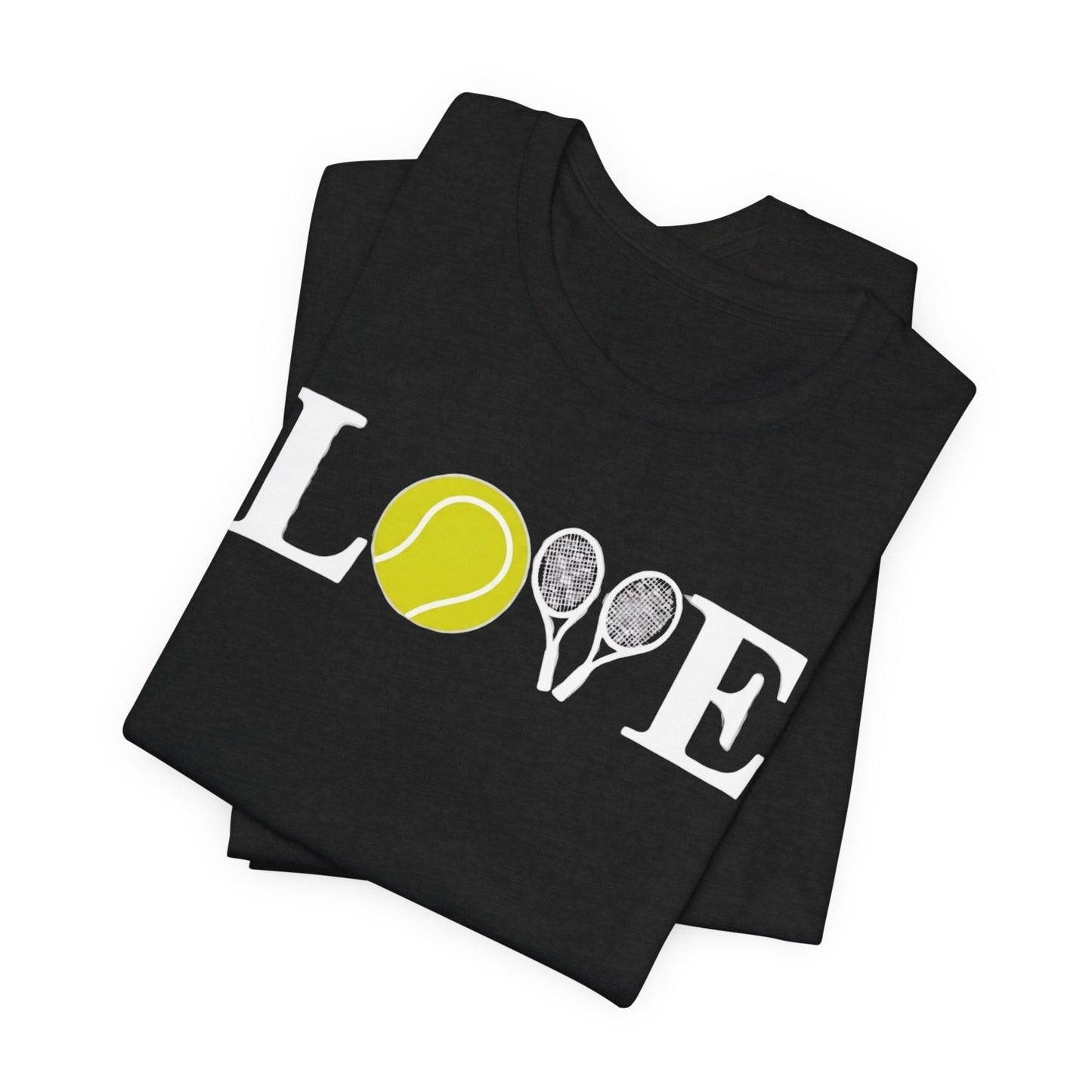 Tennis Love T-Shirt — 'LOVE' with Tennis Ball & Rackets