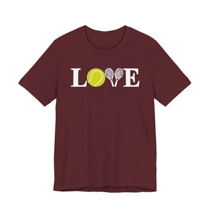 Tennis Love T-Shirt — 'LOVE' with Tennis Ball & Rackets