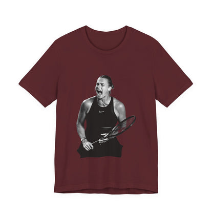 Tennis Player Sabalenka Graphic Tee — Energetic Champion Tennis T‑Shirt