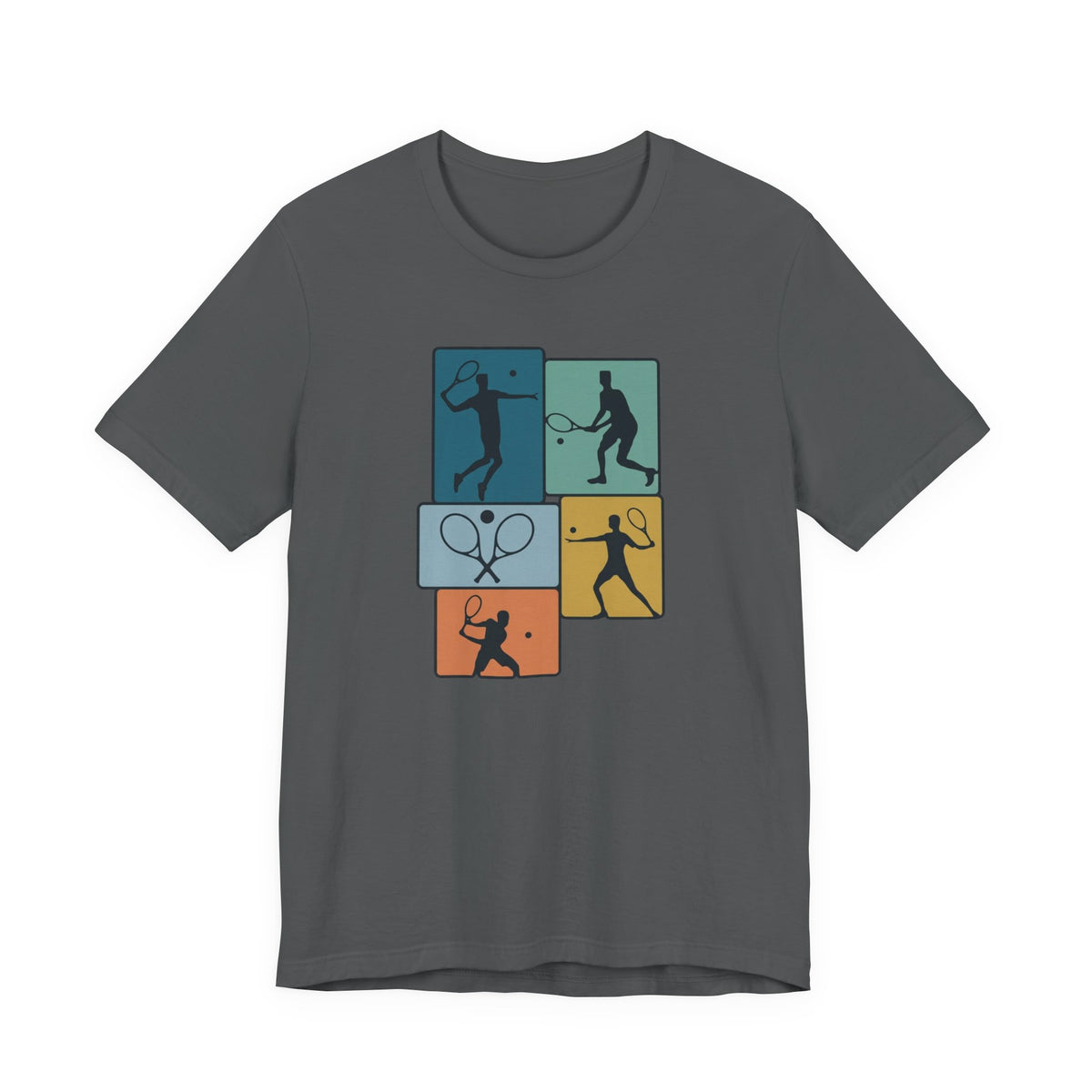 Tennis Silhouette Graphic Tee — Color Block Racket Players