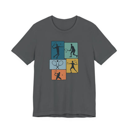 Tennis Silhouette Graphic Tee — Color Block Racket Players