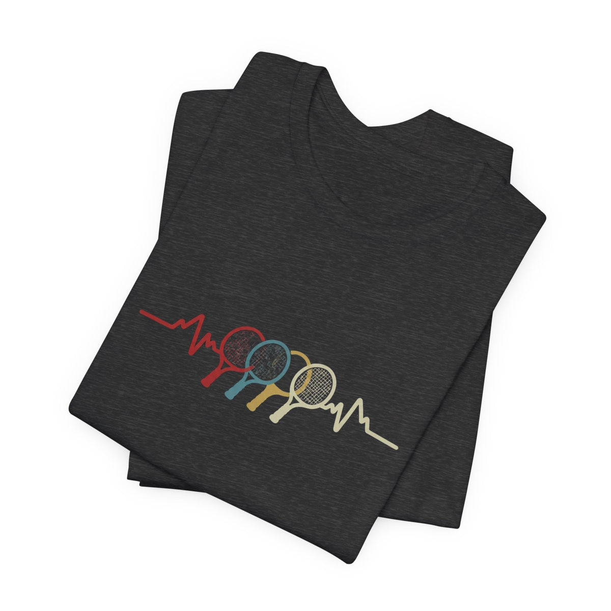 Tennis Heartbeat Tee — Retro Racket Line Art T-Shirt