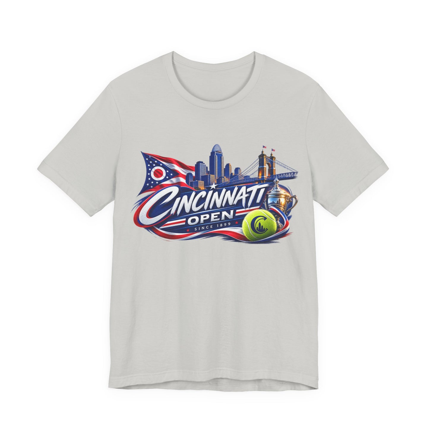 Cincinnati Open Tennis T‑Shirt – City Skyline & Tennis Ball Graphic