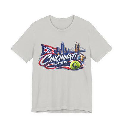 Cincinnati Open Tennis T‑Shirt – City Skyline & Tennis Ball Graphic