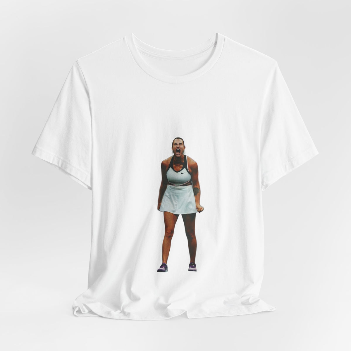 Tennis Player Graphic Tee — Fierce Court Celebration Shirt