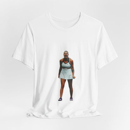 Tennis Player Graphic Tee — Fierce Court Celebration Shirt