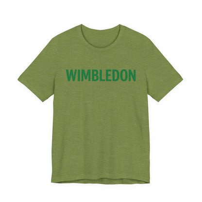 Wimbledon Classic Logo Tee — Green Text Tennis T‑Shirt