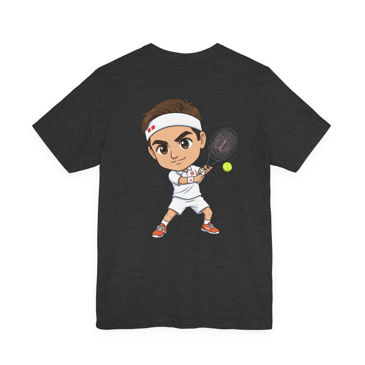 Tennis Tee — Watercolor Ball & Cartoon Player Short Sleeve Shirt