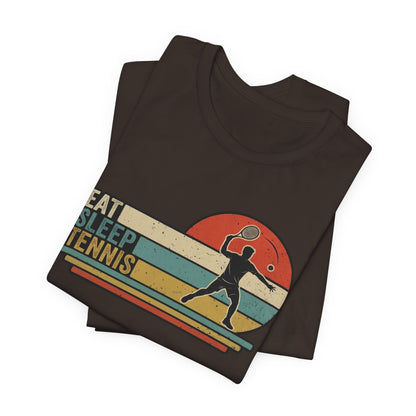Eat Sleep Tennis Retro Graphic Tee — Vintage Tennis Player T‑Shirt