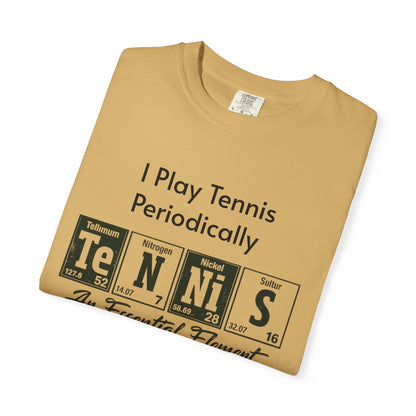 Tennis Periodically T‑Shirt — “An Essential Element” Chemistry Tennis Tee