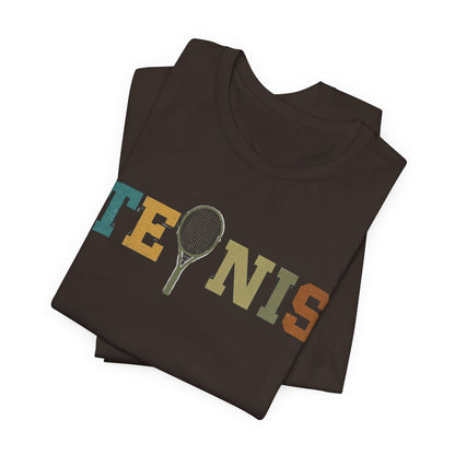 Tennis Retro Graphic Tee — Vintage Racket Lettering Shirt