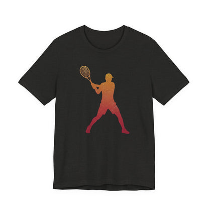 Tennis Player Silhouette Tee — Gradient Racket Sports T‑Shirt