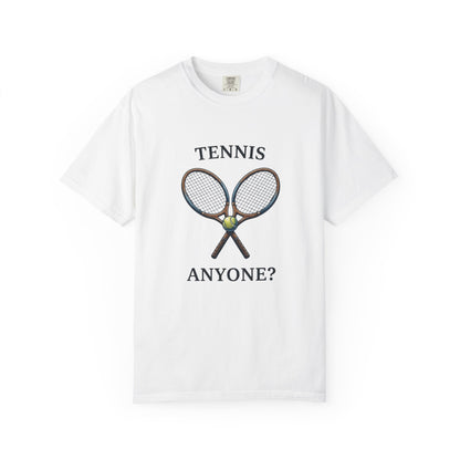 Tennis Anyone? Graphic T-Shirt — Vintage Racket & Ball Tee for Tennis Players