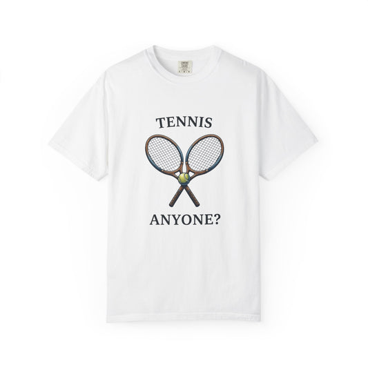Tennis Anyone? Graphic T-Shirt — Vintage Racket & Ball Tee for Tennis Players