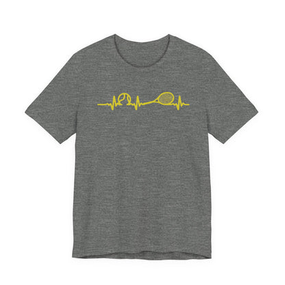 Tennis Heartbeat Tee — Minimal Tennis Racket ECG Graphic T-Shirt