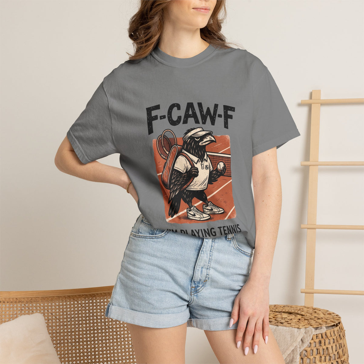 T-Shirt — F-CAW-F I’m Playing Tennis Raven Graphic Tee