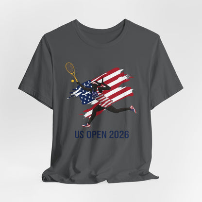 US Open 2026 Tennis T‑Shirt — American Flag Tennis Player Graphic Tee