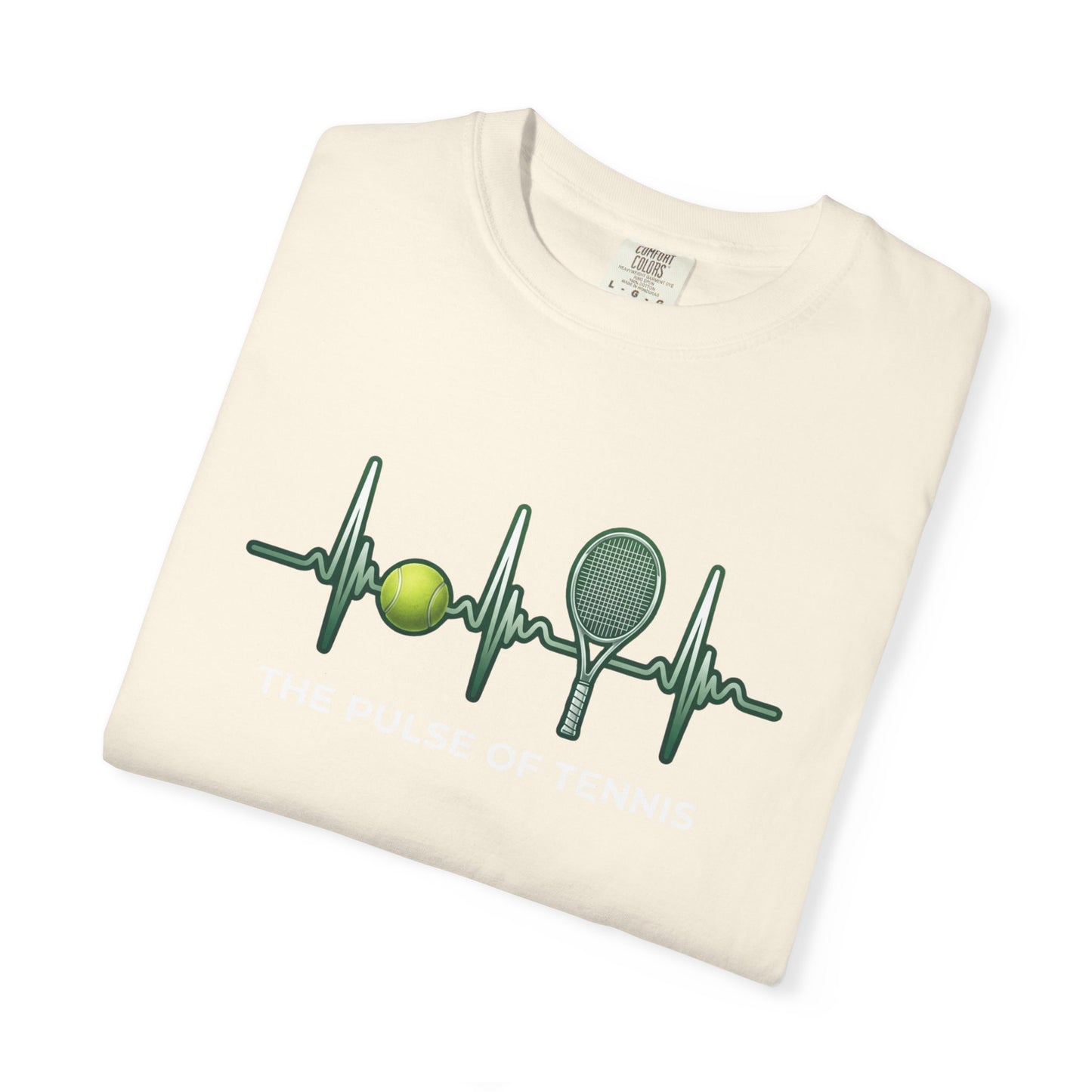 Tennis Heartbeat T‑Shirt — Tennis Ball & Racket ECG Design