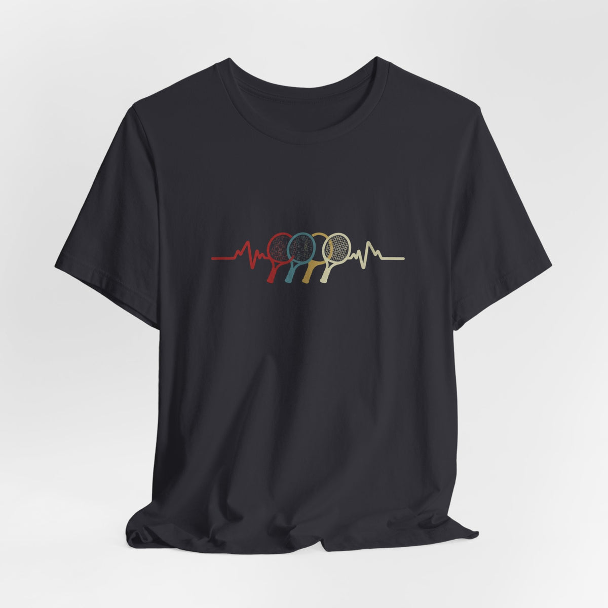 Tennis Heartbeat Tee — Retro Racket Line Art T-Shirt