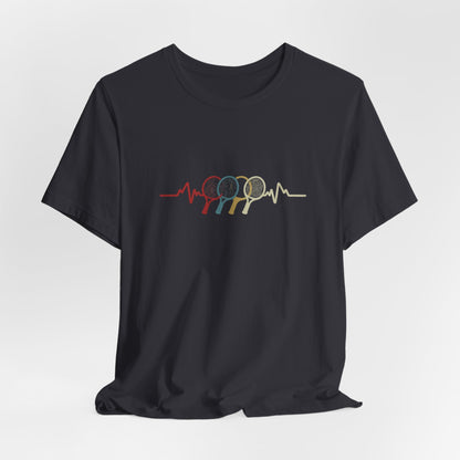 Tennis Heartbeat Tee — Retro Racket Line Art T-Shirt
