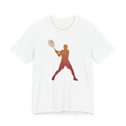 Tennis Player Silhouette Tee — Gradient Racket Sports T‑Shirt