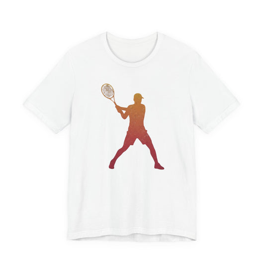 Tennis Player Silhouette Tee — Gradient Racket Sports T‑Shirt