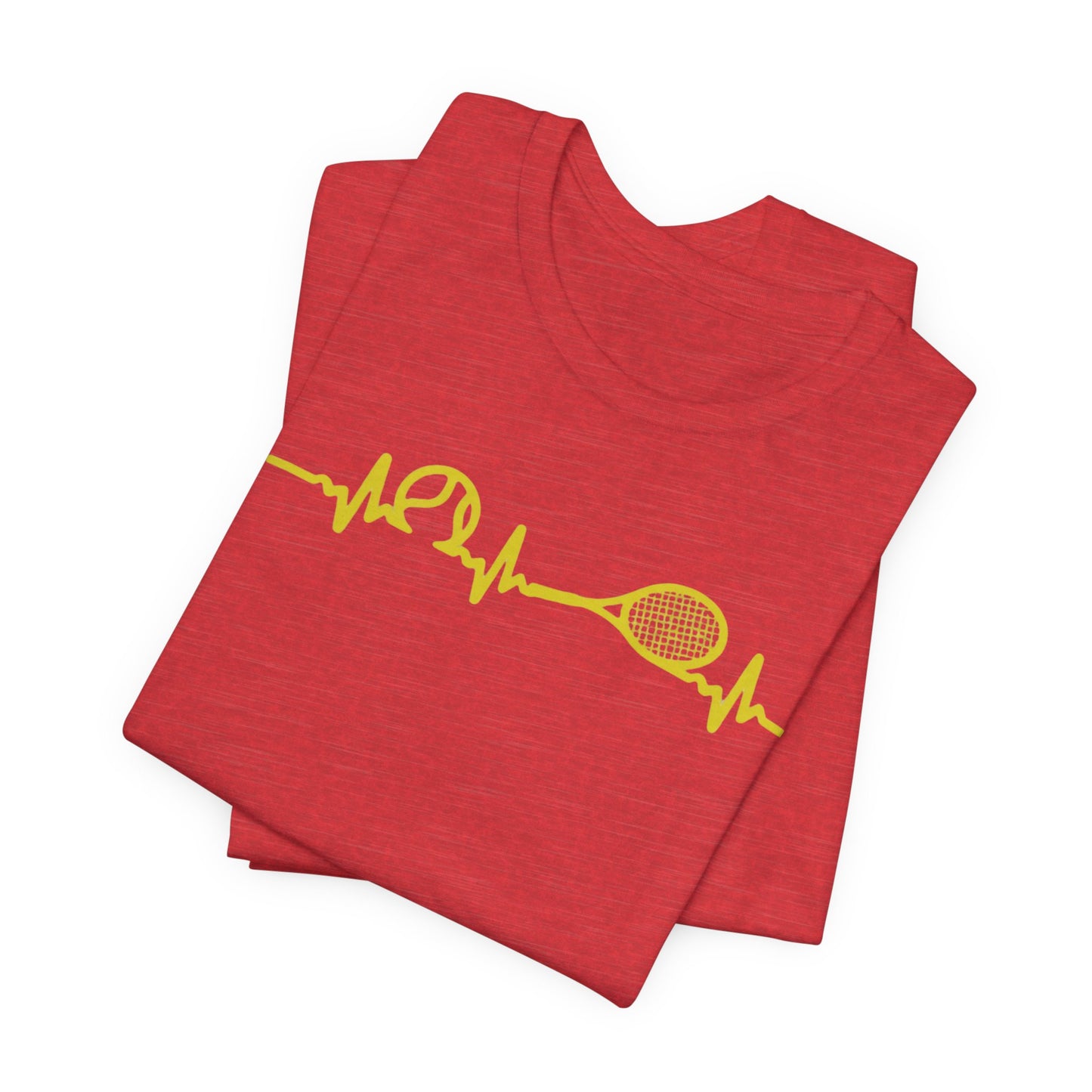 Tennis Heartbeat Tee — Minimal Tennis Racket ECG Graphic T-Shirt