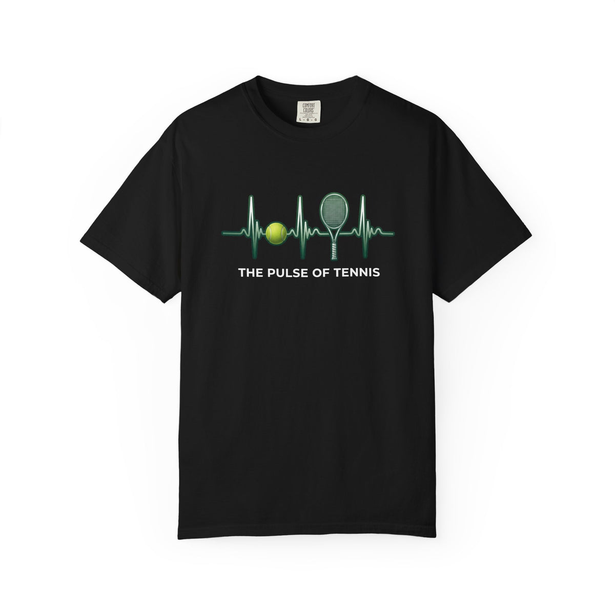 Tennis Heartbeat T‑Shirt — Tennis Ball & Racket ECG Design
