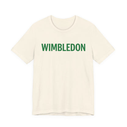 Wimbledon Classic Logo Tee — Green Text Tennis T‑Shirt
