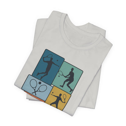 Tennis Silhouette Graphic Tee — Color Block Racket Players