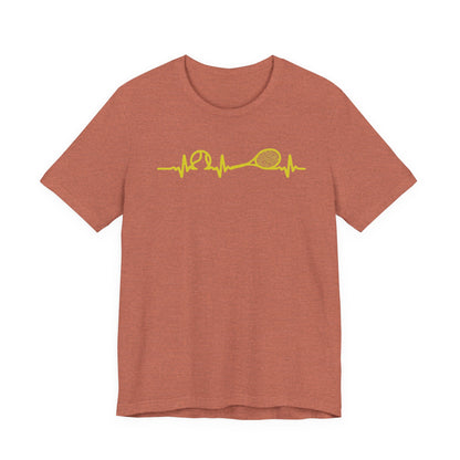 Tennis Heartbeat Tee — Minimal Tennis Racket ECG Graphic T-Shirt