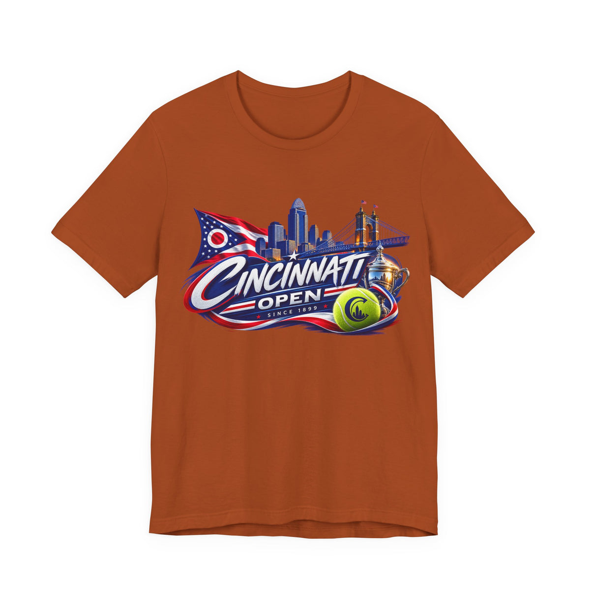 Cincinnati Open Tennis T‑Shirt – City Skyline & Tennis Ball Graphic