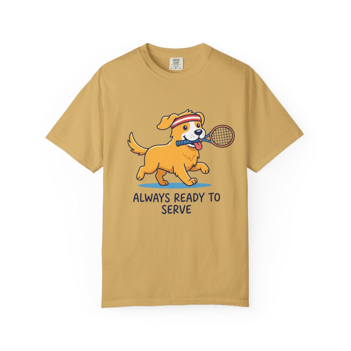 T-Shirt — "Always Ready to Serve" Golden Retriever Tennis Dog Graphic