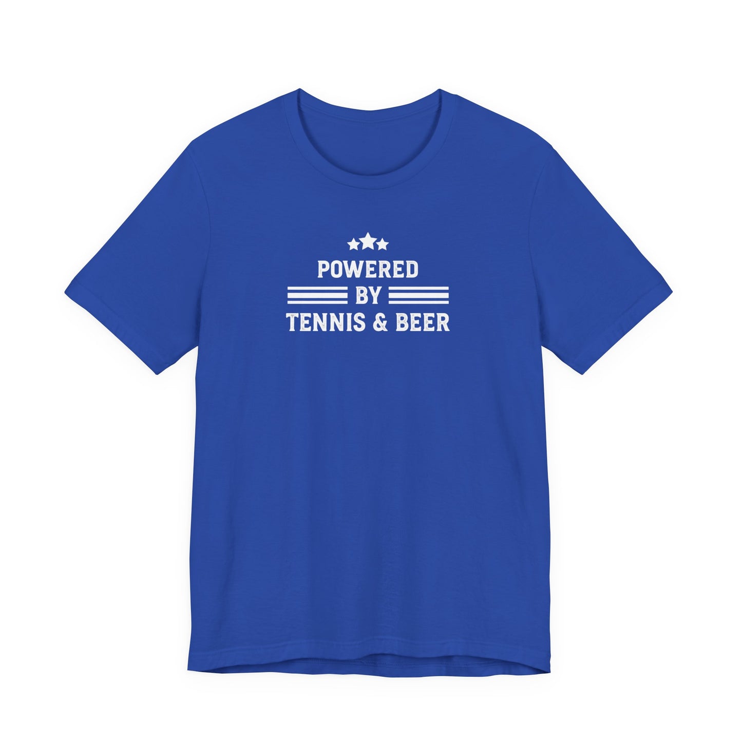 T-Shirt — "Powered by Tennis & Beer" Graphic Tee