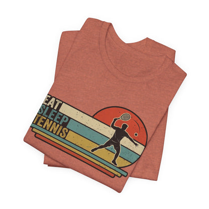 Eat Sleep Tennis Retro Graphic Tee — Vintage Tennis Player T‑Shirt