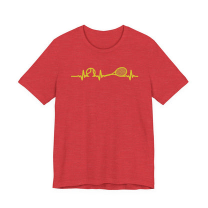 Tennis Heartbeat Tee — Minimal Tennis Racket ECG Graphic T-Shirt