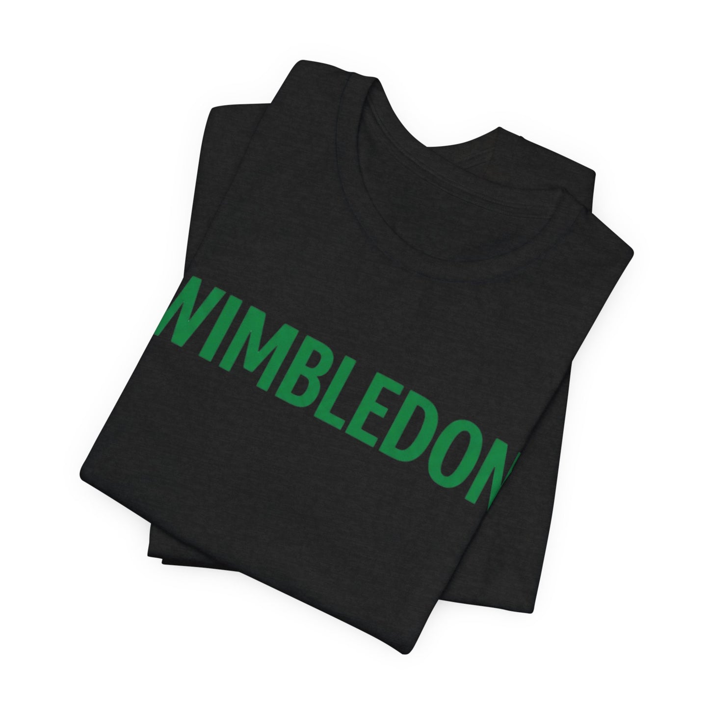 Wimbledon Classic Logo Tee — Green Text Tennis T‑Shirt