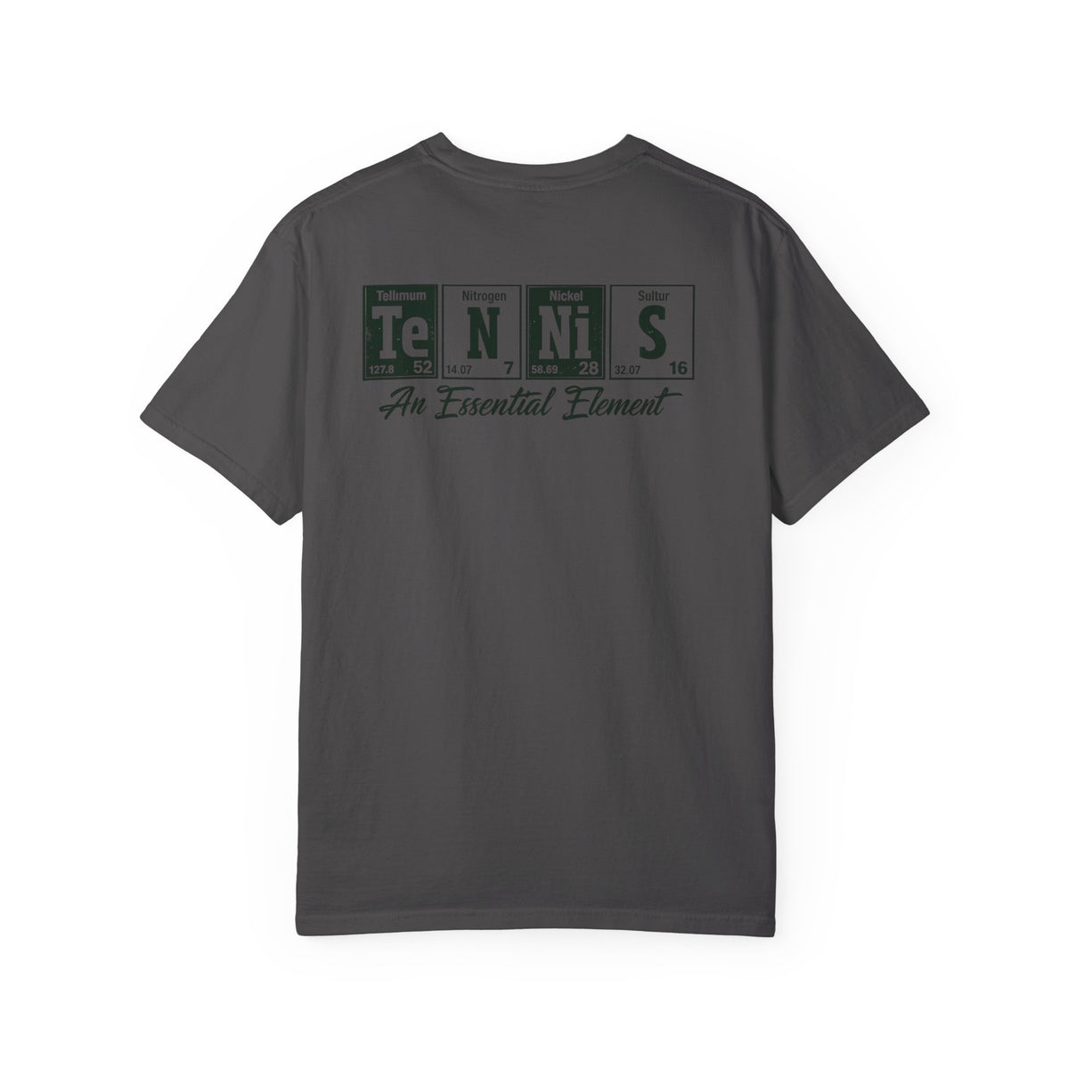 Tennis Graphic T-Shirt — 'Tennis: An Essential Element' Vintage Player Collage
