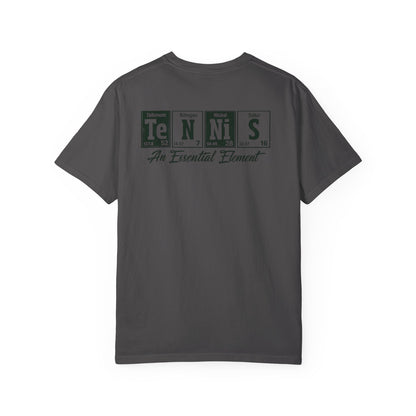 Tennis Graphic T-Shirt — 'Tennis: An Essential Element' Vintage Player Collage