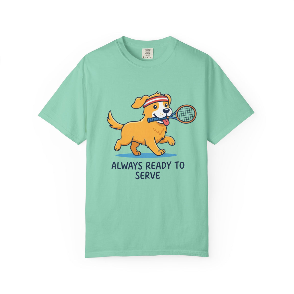 T-Shirt — "Always Ready to Serve" Golden Retriever Tennis Dog Graphic