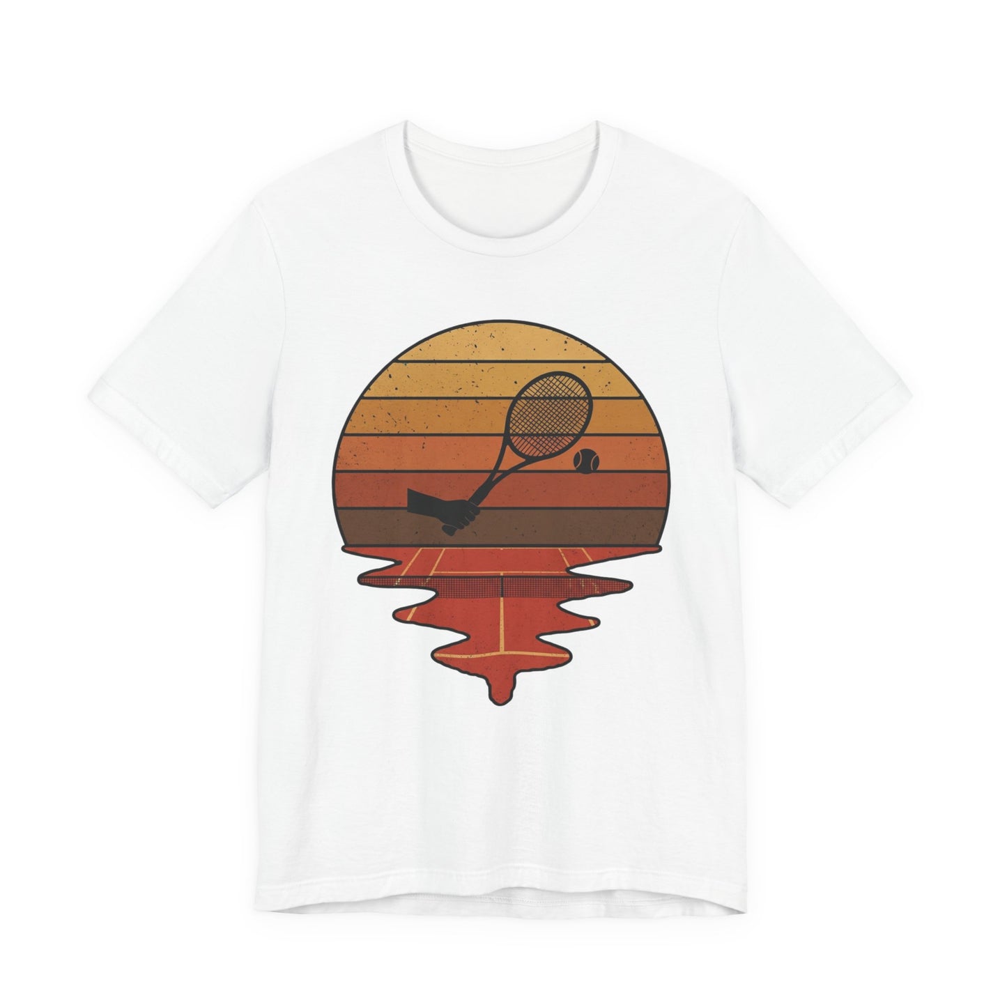 Retro Tennis Sunset Tee — Vintage Racket & Ball Graphic T‑Shirt