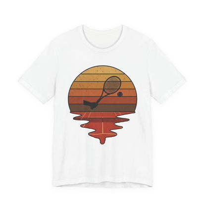 Retro Tennis Sunset Tee — Vintage Racket & Ball Graphic T‑Shirt